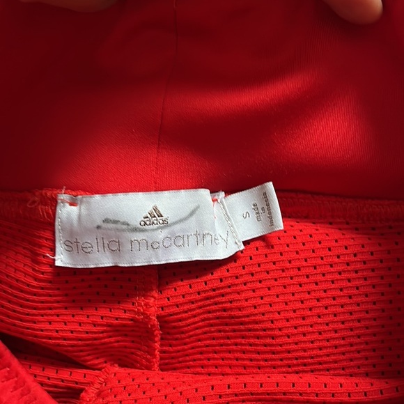 Stella McCartney By Adidas Red Shorts 2 in one mesh layered Sz Small - Picture 6 of 9